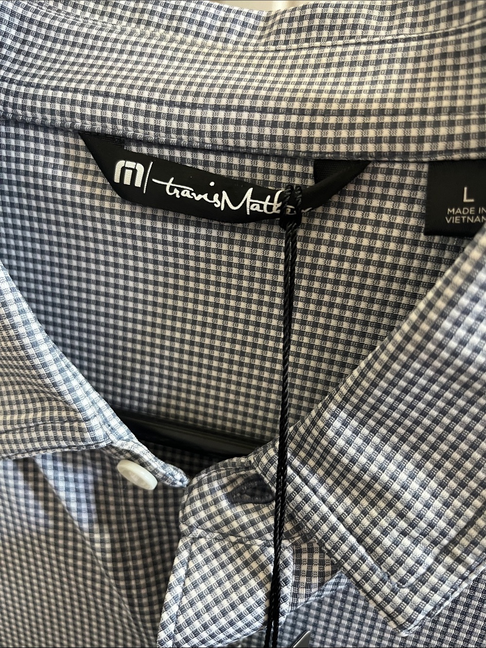 Travis Mathew Black & White Micro Check Button-Up Shirt - Picture 4 of 7